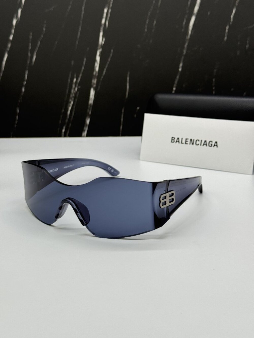 NEW BALENCIAGA BB0292S 002 BLUE UNISEX GEOMETRIC SUNGLASSES BALENCIAGA EYEWEAR - Picture 1 of 12